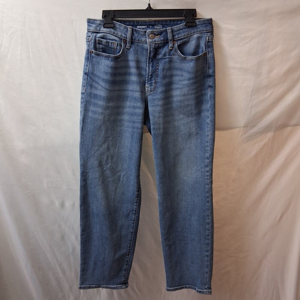 Old Navy Women High Rise OG Goose Loose Relaxed Leg Medium Wash Blue Jeans-10